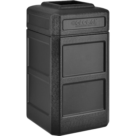 Global Industrial Square Outdoor Can, Black, Plastic, 18-1/2 in 641413BK